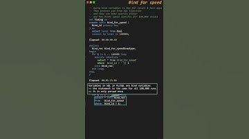 Use bind variables for fast SQL #sqltips #sqlperformance