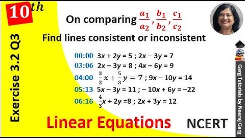 On comparing the ratios a1/a2, b1/b2 and c1/c2 | Ch 3 Class 10 Maths Ex 3.2 Q 3 | Consistent