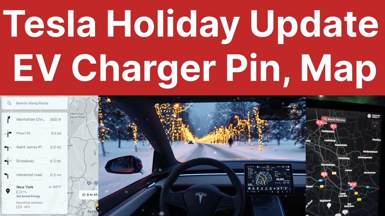 Tesla Holiday Update EV Charger Pin, Navigation Map