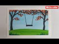 easy watercolor painting for kids/ trees / swing / #nickscolor