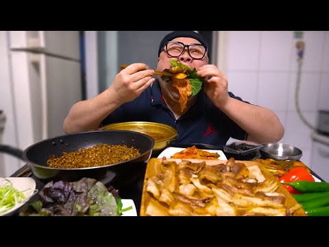매일매일이 삼겹살데이인 아저씨│짜짜로니와 냉삼의 조화 <strong>Grilled</strong> Pork belly &amp;amp; Black <strong>Bean</strong> Noodle Mukbang Eatingshow