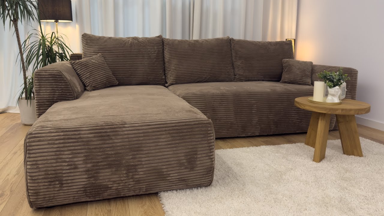 ROMEO – Großes Cord-Ecksofa mit Schlaffunktion | Bromarkt.de