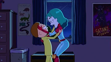 Morty and Planetina kiss (Rick and Morty)