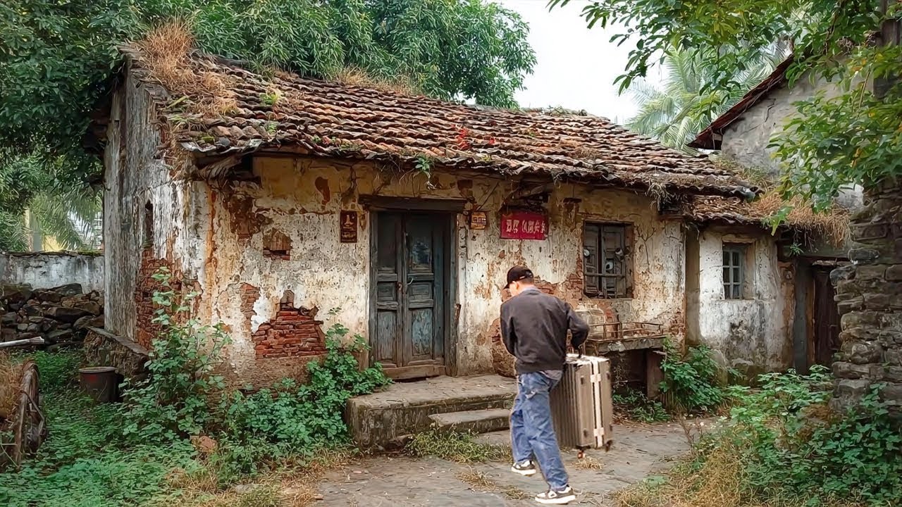 Great Work! A man tidies up and repairs his grandfather's dilapidated house in the forest