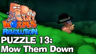 Worms Revolution: Puzzle 13 - Mow Them Down (Puzzles Walkthrough) screenshot 5