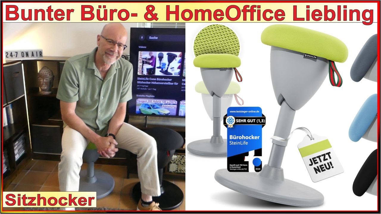 SteinLife Cone Bürohocker Sitzhocker - Büroliebling - Höhenverstellbar für gesundes & aktives Sitzen