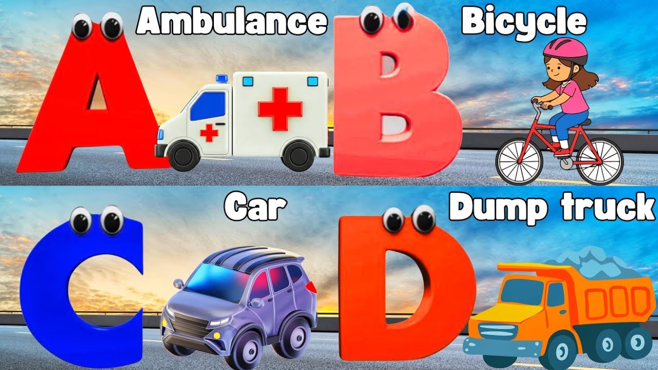 Vehicles Alphabet Song for kids | Vehicle ABC Song | Phonics for Kids | Alphabet Letters, Baby