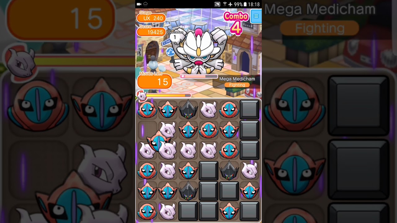 Pokemon Shuffle Mobile Ux Stage 240 Mega Medicham Itemless ポケとる スマホ版 Youtube