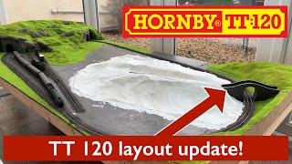 Building a Hornby TT 120 model railway 7 -Track weathering, tunnel portals and bridge!