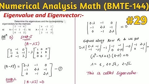 Eigenvalue And Eigenvector Of the Marix| Numerical analysis math IGNOU BMTE 144