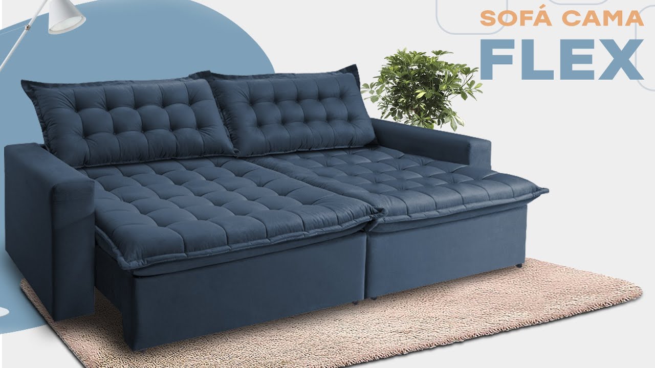 Sofá Retrátil Reclinável e Cama inBox Flex Suede Velusoft Cama inBox