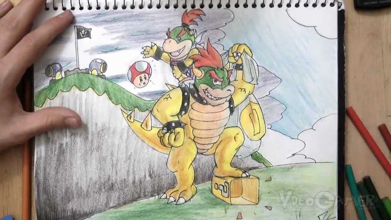 How to Draw Bowser and Bowser Jr. (Super Mario Galaxy) - YouTube