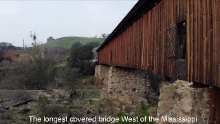 Knights Ferry Bridge in California with drone crash as a bonus
