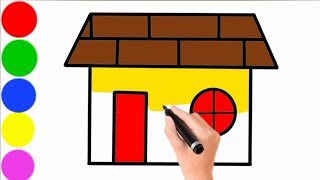 How to Draw a House - Cute and Easy Drawing for Kids Step by Step / House  painting for kids 