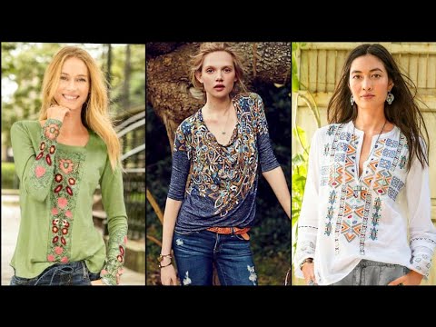 Most Beautiful and Stunning Embroidered Casual Cotton Kurti Tunic Shirts Designs