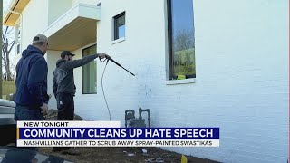 Community cleans up hate speech spray-painted onto homes in Nashville neighborhood