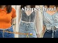 shopee haul (pants, tops, hats, socks) | all below 300 pesos!!