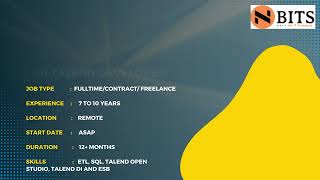 Senior Talend Developer Talend Developer Hiring Nbits It Jobs