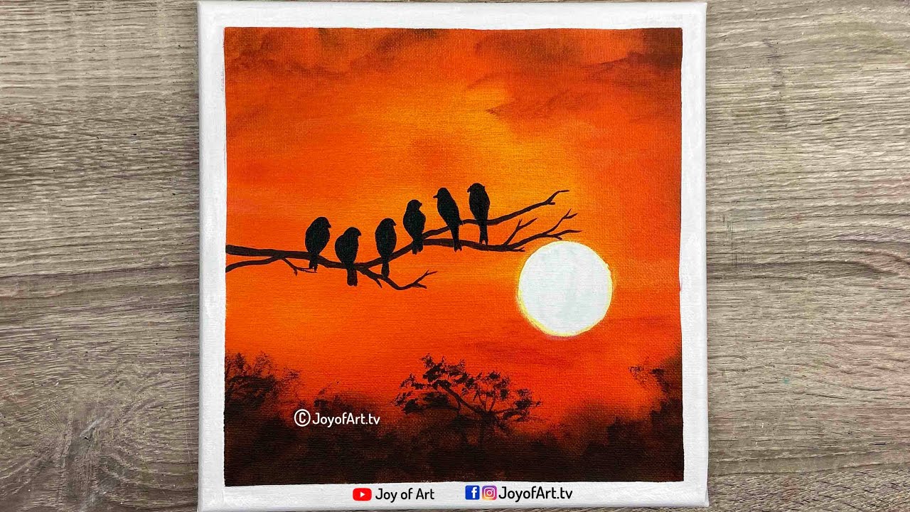 Easy Way to Paint Sunset for Beginners Acrylic Painting Joy of Art 521 YouTube