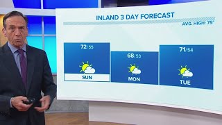 Afternoon inland sunshine prevails over coastal 