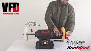 True Power at Every Speed | BUCKTOOL 1HP VFD Variable Speed Bench Buffer (TDS-I200VBG)