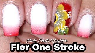 Diseño de uñas con flor fácil pinceladas/flor fácil one stroke