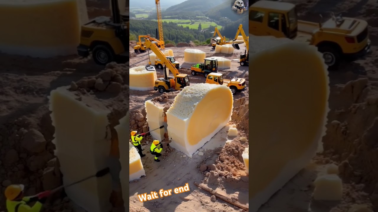Breaking News: The World’s Largest Cheese Mine Discovered! 🧀🚜”#CheeseMine #SurrealVideo #FoodIndustr
