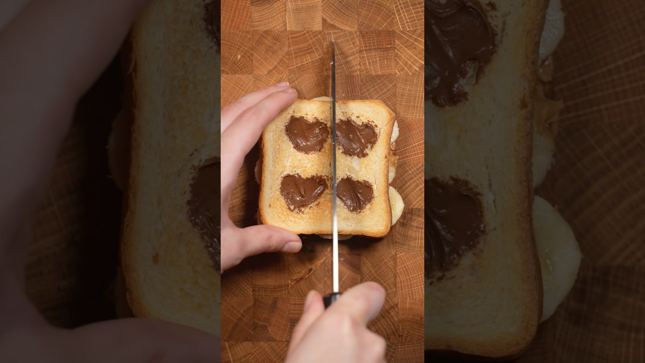 Banana & Peanut Butter Toast with Nutella Hearts | Cute & Easy Breakfast Idea