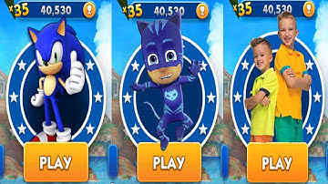 Sonic Dash vs Vlad and Niki Run vs PJ Masks - All Characters Unlocked - Android GAmeplay