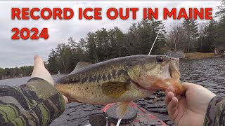 Record Maine Ice Out. Early Kayak Bass Fishing. 