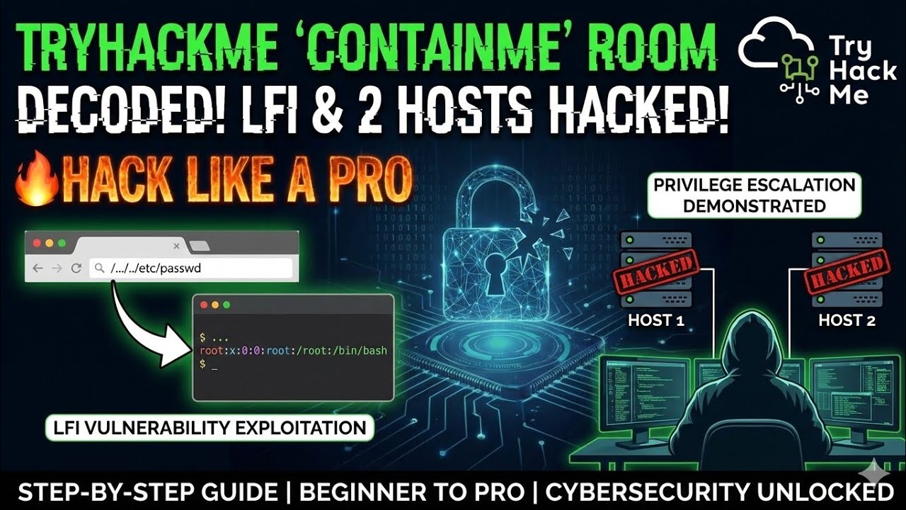 "🔥Hack Like a Pro: TryHackMe 'ContainMe' Room! LFI Vulnerability Exploitation & 2 Hosts Hacked!"