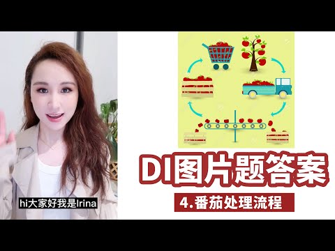 【PTE口语】DI图片题90分答案示范：04. Tomato processing steps 番茄处理流程 | 关键词梳理，满分答题 | 留洋Irina老师