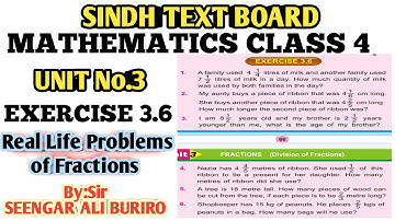 Mixed Problems of Fractions | Real Life Problems | Exercise 3.6 Math class 4 | Unit 3 | Math Grade 4