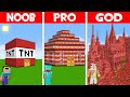 GIANT TNT HOUSE BUILD CHALLENGE! TNT BASE vs TNT CASTLE in Minecraft NOOB vs PRO vs GOD!