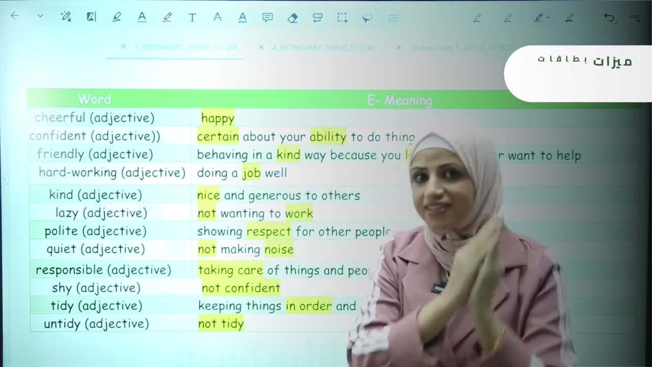 الصف السادس انجليزي المنهاج الجديد مع المعلمة نداء حميد 