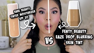 🚨RARE BEAUTY Tinted Moisturizer  VS FENTY BEAUTY Skin Tint || COMPARISON REVIEW & WEAR TEST!! 🚨