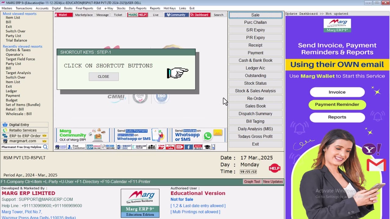 How to create Shortcut Button in Marg software step by step in hindi  #50