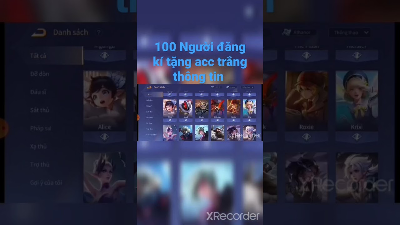 Tặng acc liên quân trên 100 skin.100 người đăng kí sẽ tặng acc trắng thôg tin có Nak lt và elsu sgtt