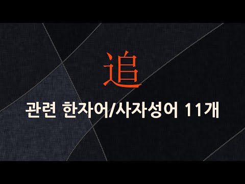 追(쫓을 추,갈 퇴,따를 추,따를 수)에 관한 한자어/사자성어 11개