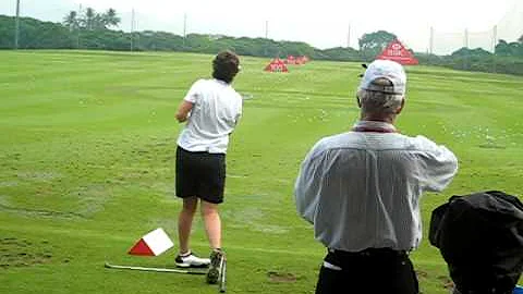 Michele Redman practising before her round at the ...