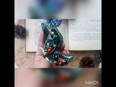 Брошь бабочка из бисера и страз в оправе - YouTube