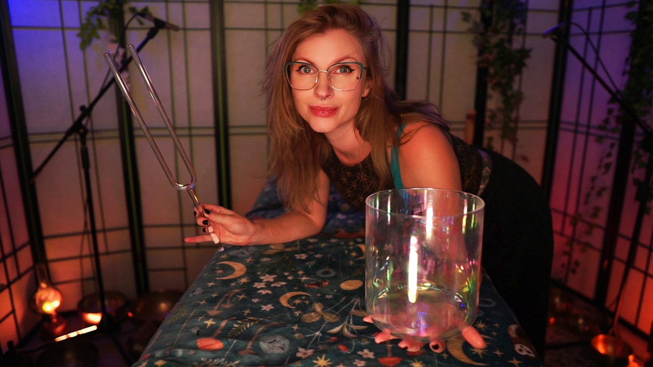 ASMR Plucking & Removing Heavy Energy Reiki, Tuning Forks, Singing Bowl (Bedside POV, laying down)
