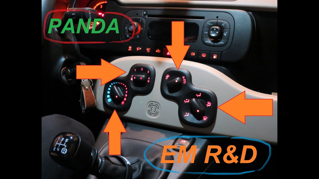 FIAT PANDA come sostituire le lampadine nella console centrale, manopole  del riscaldamento o A/C - YouTube