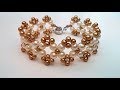 Easy beaded bracelet pattern. How to make  bracelet using 2 sizes of pearl beads