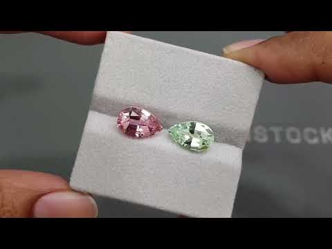 Pair of pink and green pear-cut tourmalines 6.01 carats, Africa Video  № 3