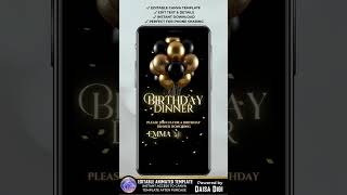 Black Gold Save the Date Invitation | Editable Canva Template | Elegant Party Invite