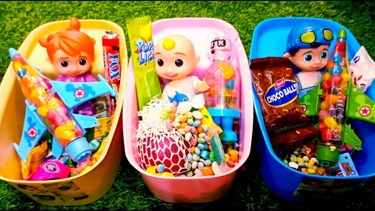 5 minutes satisfying video Mixing funny candy and jet Toys , teedy bear full of candies , bathtub