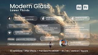Modern Glass Lower Thirds (12 MOGRTs) for Premiere Pro TUTORIAL