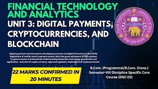 FINANCIAL TECHNOLOGY & ANALYTICS Unit 3: Digital payments,cryptocurrencies & blockchain SEM 8 BCOM