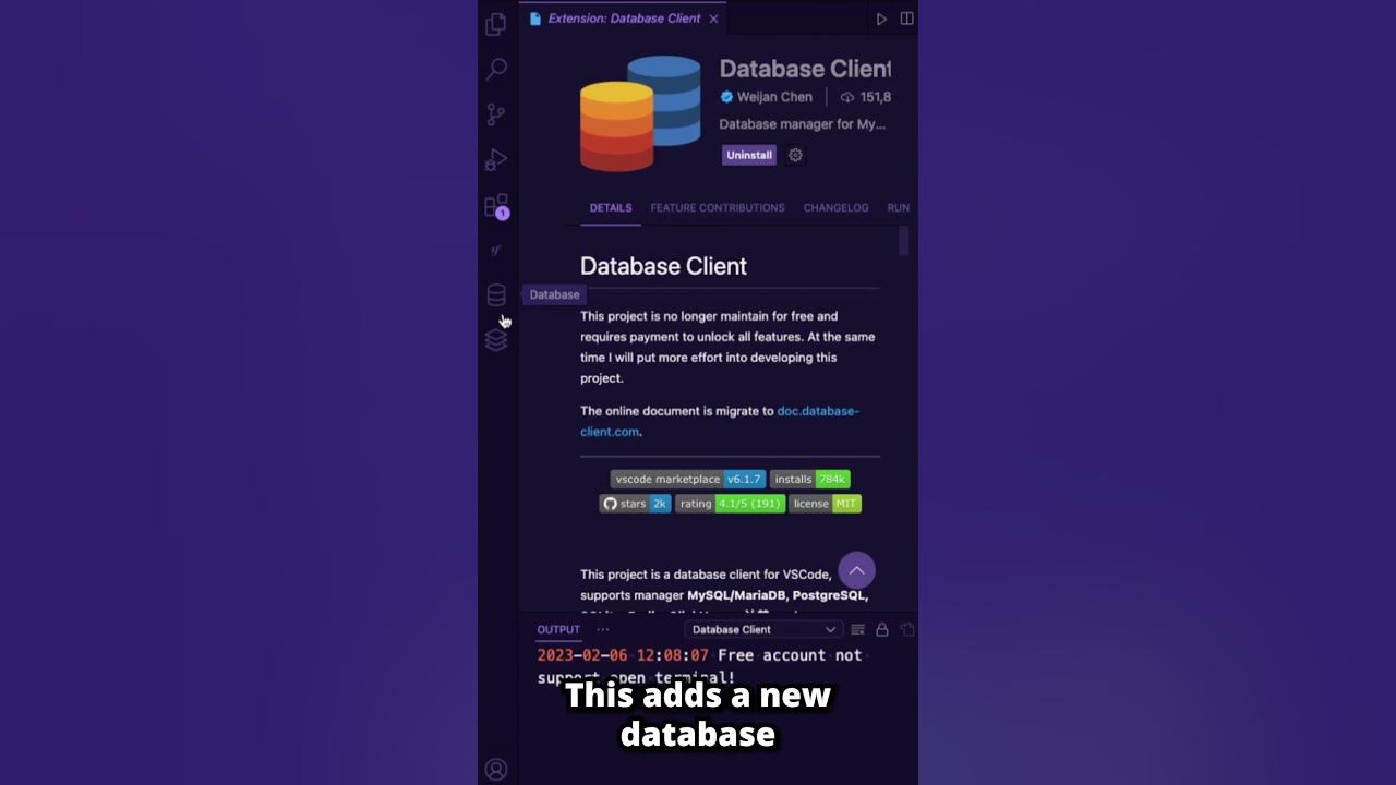 DATABASE CLIENT in VS Code?! #vscode #shorts - YouTube